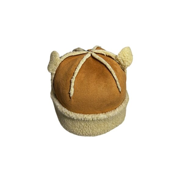 Vintage Tan & Cream Shearling Teddy Bear Ear Winter Hat (NWOT) - Picture 3 of 7